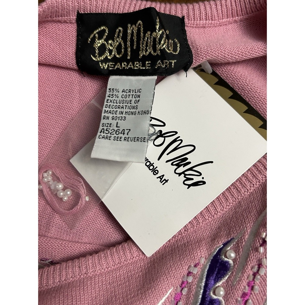 Bob Mackie Wearable Art NWT Embellished Pink Top Sz L - Picture 7 of 9